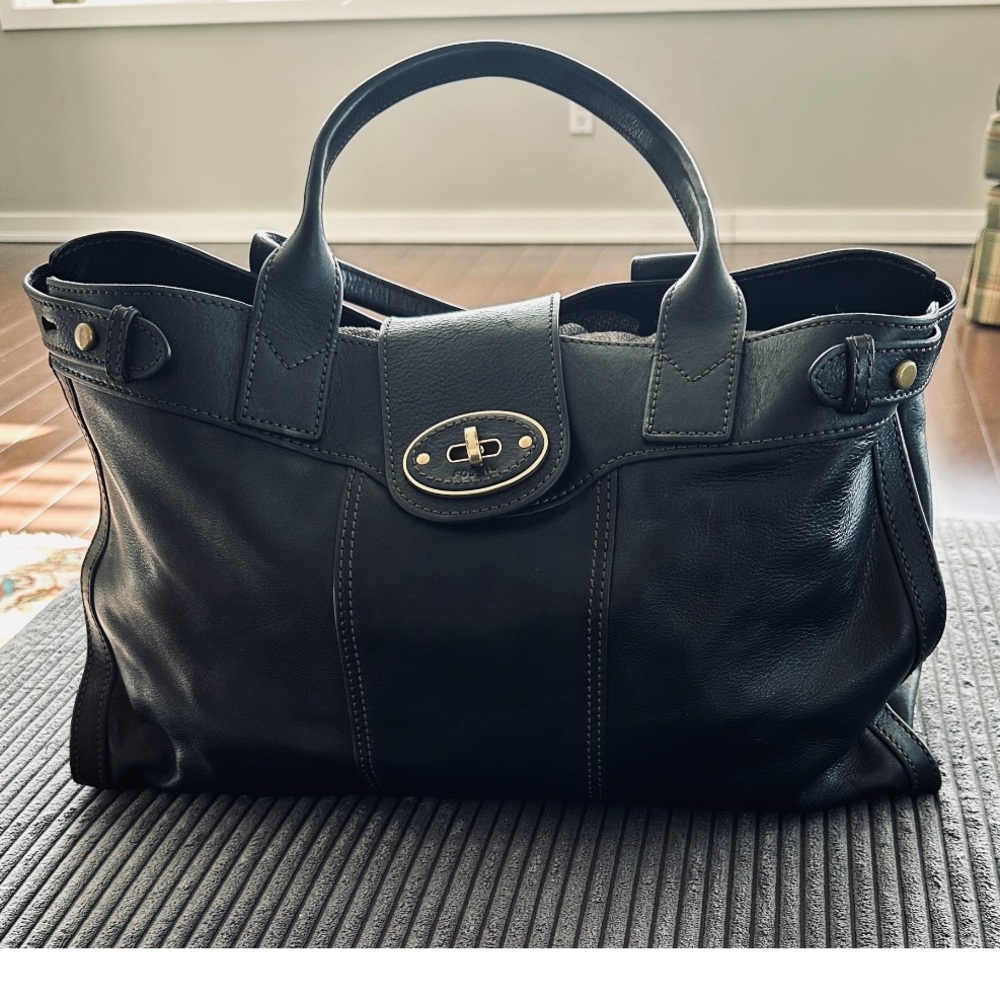 Fossil Vintage Reissu Black Leather Weekender - Picture 15 of 15